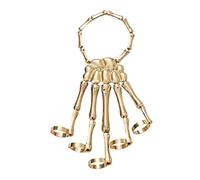 Genérico Skull Bracelet With Ring And Chain For Hand | Halloween Skeleton Hand Bracelet With Ring Made A - Gothic Jewelry For Men Women And Gift, Consulte la descripción, See description, See
