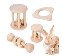 Genérico Small Animal Chew Toy - Natural Wood 4 Pieces | Interactive Accessories Rabbit Hamster for Exercise Training Cage House Play Indoor Outdoor Health Rodents