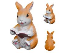 Genérico Small Bunny Figures - Decorative Animal Sculpture in Resin - Statue Reading a Book - for Table Bookshelf Nightstand Desk Sill Living Room Bedroom Study