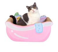 Genérico Small Cat Bed - Bathtub | Scratching Board - Lit Pour Chat In Cardboard | Cardboard Cat Bed with Scratcher | Cuccia A Vasca per Gatti | 2026 Pro | Kitten | Decor | White