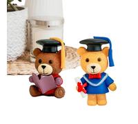 Genérico Small Graduation Bear | 2 Pieces Decoration Animal Table with Graduation Hat - Sculpture Bear, for Children Students Class Preschool Secondary College Bookshelf