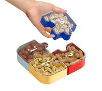 Genérico Snack Holder, Separable 4 Division Puzzle | Compartment Tray for Fruits and Snacks | For Storing Sweet Nuts Chocolate At Home Office And Parties