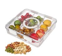 Genérico Snackle - 13.31 Inch PP PET Silicone | Divided Serving Dish with 6 Compartments and Lid | Serving Tray | Food Storage | Airtight For Snacks For Us