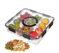 Genérico Snackle - 13.31 Inch PP PET Silicone | Divided Serving Dish with 6 Compartments and Lid | Serving Tray | Food Storage | Airtight For Snacks For Us