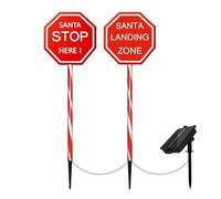 Genérico Solar Christmas Lights - Universal Santa Stop Here Garden Lights | Solar Christmas Stop Sign with 8 Lighting Modes Multifunctional Solar Light for Yard
