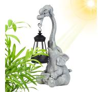 Generico Solar Powered Elephant Garden Statue, Animal Figures with LED Light, Resin Elephant Sculpture Gift for Women Birthday Home Garden Terrace Outdoor Decor