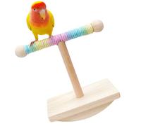 Generico Solid Wood Interactive Parrot Perch Stand Toy | 6.5 x 3.4 x 6.5 inch Beak Nail Grinder | Durable Chewing Puzzle for Small Parrots | Brain Training Play Gym for Budgies Cockatiels