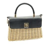 Generico Sommer-Strandtasche - Trohtasche Für Damen | Stroh tasche Damen | Korbgeflecht Handtasche Sommer | Strandtasche Klein & Leicht | Retro Umhängetasche Für Urlaub, Stadt & Alltag, Black,