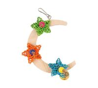 Generico Sophisticated Design Swing 20 cm Perch Perch Stand for Parrots Chewable Wooden with Star Decoration Bell for Conures, Cockatiels,