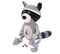 Generico Squeak Dog Toy - Relieves Boredom Puppies, Grey Doll, Pull Rope Paws, Length 30 cm + Snack Belly Dispenser, Washable PP Cotton Filling - for Teething & Internal Returning