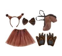 Genérico Squirrel Costumes Set - Plush Animal Bow Tie Headband Dress Accessory, Adjustable Brown Tutu Dress | For Halloween, Christmas, Carnival, School Works