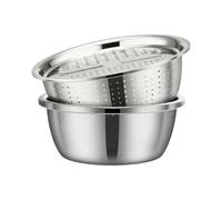 Genérico Stainless Steel - 26cm Strainer Bowl Set | Rinse and Drain Vegetable Fruit Rice Kitchen Home Apartment Dining Meal Prep Salad Silver 1 Set