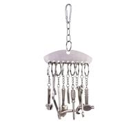 Genérico Stainless Steel Birds: Heavy Duty Cage Chewing Tool Set, Pendant Set Kit | Polished Silver Metal Finish, Feeding Set