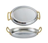 Genérico Stainless Steel - Double Handle Spanish Oval Tray - Fish Plates, Seafood, Crabs, Steak, Cutlery and Fruit Tray, Ideal for Desserts, Meats and Sushi
