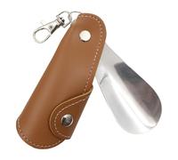 Genérico Stainless Steel Shoehorn | Stainless Steel Shoehorn With PU Leather Case Keyring - Space Saving Portable Slip-on Shoes Helper | Care Products & Shoe Accessories For Seniors Kids Men Women