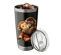 Generico Stainless Steel Tumbler - Monkey Pattern Water Bottle 17.5x8.5x7cm with Lid, 600ml Insulated Steel Coffee Bottle, Leak Proof 6.89 Inch