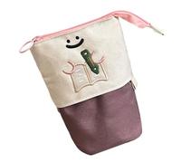 Generico Standing Pencil Case - Telescopic Stationery Box | Folding Book Shaped Cosmetic Bag, for Children Adults Students School Home Travel Dormitory University Study, mocha, riferimento alla