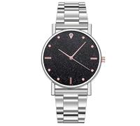 Generico Starry Sky Watch Women Star Dial Analog Quartz Watch Decorative Casual Fashion Stainless Steel Watch, Silver Black Plate