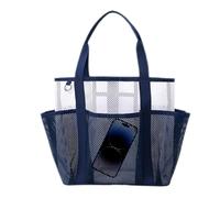 Generico Summer Beach Net Bag, Large Foldable and Portable Organizer | Beach Bag for Travelling | Outdoor Activities, Outdoor, Vacation, Pool, Swimming, Camping, Boating, Picnic and the, blue navy