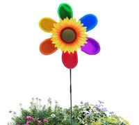 Generico Sun Flower Mill - 10 Inch Sparkly Deterrent, Multicolor Petal Pinwheel | Rotating Yard Sculpture, Reflective Orchard, Cinet Sculpture