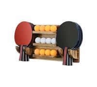 Generico Support Mural De- Raquettes De Tennis Table |Organisateur En Bois Grande Capacité Rack Compact Pour 6 Raquettes et 12 Balles Accessoire Stockage Élégant Pour Salle Sport Ou Maison