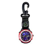 Generico Survival Watch, Outdoor Survival - Multifunctional Pocket Watch with Carabiner - for Outdoor Activities Hiking Trekking Sport Mountaineering Adventure Men Women, red, riferimento alla