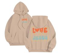 Genérico Sweatshirt Jesus Hoodies Men Printed Reversible Letter Hoodies Men with Pockets Plus Size Drawstring Hooded Top Men Casual Outdoor, khaki, XXL