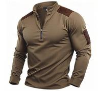 Genérico Sweatshirt Waffle Sweatshirts Men Without Hood Half Zip Large Size Arm Pockets High Neck Top Man Sport Work Outdoor, brown, M