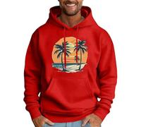 Genérico Sweatshirts Men Hooded Sweatshirts Men Beach with Pockets Drawstring Hoodie Basic Sweatshirt for Men Clothing Men Plus Size Casual Outdoor, A Red, M