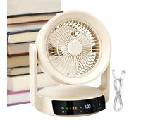 Generico Table Fan Portable USB Rechargeable Digital Display Adjustable Speed Silent Air Cooler Compact Design Kitchen Room Home Office Use | For The