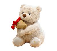 Generico Teddy Bear Animal - Teddy Bear Animal with Rose | Plush by St, 25 cm Magnetic Doll Hugging Flowers with Red Roses, Soft and Transformable Design