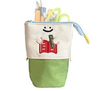 Genérico Telescopic Stationery Standing Pencil Case, Folding Pen Case with Zipper and Book Design - Children, Adults, School, Travel, School, Bedroom, Study and Storage, green, Consulte la descripción
