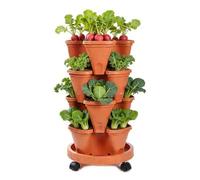 Generico Tier Planter | Stacking Layer Grow Module - Pot with Automatic Drainage Wheels and Tray - For Growing Strawberries Vegetables Fruit on Balcony and Terrace