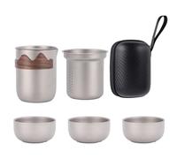 Generico Titanium Tea Set, Tea Set for Camping and Outdoors - Teapot for Travel, for Hiking, Camping, Travel, Beach, Garden, Courtyard, Outdoor Concert Patio Home