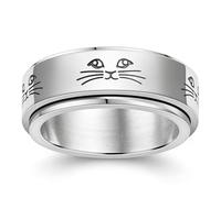 Generico Title 1: Women's Stress-Relieving Spinner Ring - 6mm Titanium Stainless Steel Band | Rotating Outer Ring With Dog Paw Cat Face And Evil Eye Patterns | Fidget Is For And Stress Relief, Fare