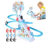 Generico Toy Slide - 28 x 25 x 15 cm Track, Climbing Game | Musical Roller Coaster Interactive Penguin Race, Cheerful Santa Claus with LED - Christmas Toy