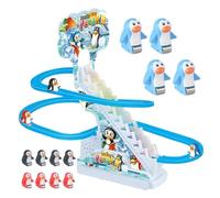 Generico Toy with Slide - Penguin Racing Game | Climbing Roller Coaster, LED Flashing Musical Roller Mountains, Funny Racing Games, Interactive Game For B