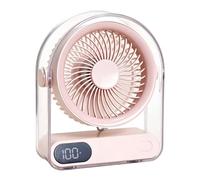 Generico Tragbarer Mini-Tischventilator | Digitales Display, USB-Aufladbar, 5 Geschwindigkeiten | Tragbarer Personalventilator - für Nachttisch Wohnzimmer Küche Homeoffice Studium Apartment