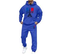 Genérico Training Set Gym Suit Home Set with Long Sleeve Sweatshirt and Sweatpants Tracksuit Men's 2 Piece Eiffel Tower Print, dark blue, XXL