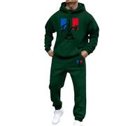 Genérico Training Set Gym Suit Home Set with Long Sleeve Sweatshirt and Sweatpants Tracksuit Men's 2 Piece Eiffel Tower Print, dark green, XXL