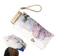 Generico Umbrella Sun Shade - Fabric Iron Fiber | UV Portable | Floral Pattern Lightweight Dual Purpose Shade For Beach, Commuters, And Outdoor Events, White Rose, Fare riferimento alla descrizione