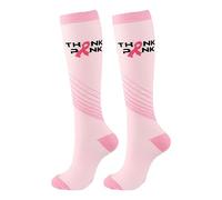Generico Unisex Colorful Ribbon Sports Running Compression Socks | Breast Cancer Awareness Days for Womens Girls Unisex Awareness Theme Printed Mid Calf Casual Stocking Hose Sports Running Pink
