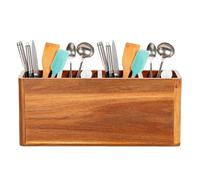 Generico Utensil Holder, Wooden Silverware Organizer & Divided Cutlery Rack, Rustic Farmhouse Kitchen Storage Box, for Home Apartment Rv Party Christmas Dining Table Cabinet Countertop Picnic Buffet,
