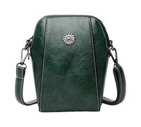 Generico Vertical Leather Bag - Mobile Phone Bag, Versatile Bag | Practical Compartments for Money, Keys, Glasses and Passport, Perfect for Daily Use at Work, When Going Out, Dark Green,