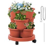 Genérico Vertical Planting Tower | Stackable Planter | 3 Tier Tower with Removable Wheels and Tools Included for Kitchen Vegetables Strawberries Flowers Outdoor Patio Garden Balcony
