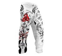 Genérico Viking Pants for Men Norse Mythology Pants Comfortable and Festivals Drawstring Sweatpants with Elastic Waist Vikings and Medieval, G white, 4XL