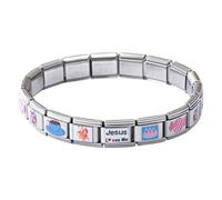 Generico Vintage Interlocking Link - Personalised Metal Wrist Strap - Silver Finish Charm Pack - Adjustable Stackable Strap | Elegant Hand Decoration, riferimento alla descrizione, Stainless