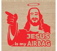 Genérico Vinyl Cutting Sticker Jesus Is My Airbag 10 x 10 cm Sticker Decal Autocollant (Red)