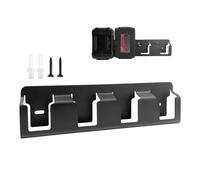 Genérico Wall Mount Battery Organizer - Four Slot Solid Steel Shelf - Metal Battery Holder for 18V Batteries - For Living Room Bedroom Study Garage Home Office Indoor