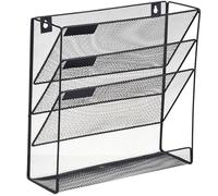 Generico Wall Mounted Document Holder - 4 Tier Document Organizer, Large Capacity File Holder with Design, Compact Metal File Storage, Vertical Paper Files